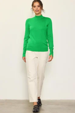 SKIES ARE BLUE Long Sleeve Tops|Sweaters*Longsleeve Mock Neck Sweater Spearmint