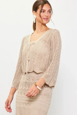 SKIES ARE BLUE Long Sleeve Tops|Sweaters*Longsleeve Open Knit Cardigan Natural