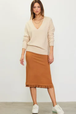 SKIES ARE BLUE Long Sleeve Tops|Sweaters*Longsleeve V Neck Sweater Oatmeal