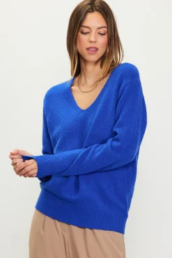 SKIES ARE BLUE Long Sleeve Tops|Sweaters*Longsleeve V Neck Sweater Cobalt