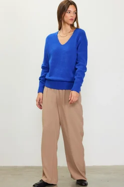 SKIES ARE BLUE Long Sleeve Tops|Sweaters*Longsleeve V Neck Sweater Cobalt