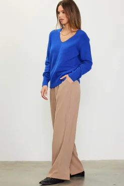 SKIES ARE BLUE Long Sleeve Tops|Sweaters*Longsleeve V Neck Sweater Cobalt