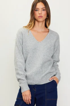SKIES ARE BLUE Long Sleeve Tops|Sweaters*Longsleeve V Neck Sweater Grey
