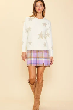 SKIES ARE BLUE Sweaters*Lurex Star Print Sweater Ivory