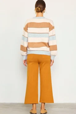 SKIES ARE BLUE Sweaters*Lurex Stripe Oversized Sweater Cream-camel