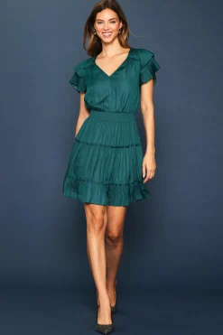 SKIES ARE BLUE Mini Dresses*Maya Short Sleeve Ruffled Mini Dress Gemstonegreen