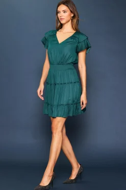 SKIES ARE BLUE Mini Dresses*Maya Short Sleeve Ruffled Mini Dress Gemstonegreen