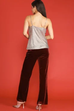 SKIES ARE BLUE Sleeveless Tops*Metallic Foil Print Cami Champagne