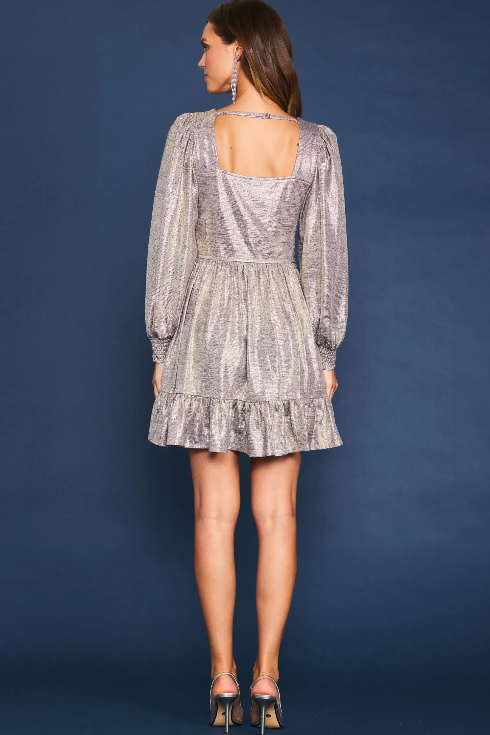 SKIES ARE BLUE Mini Dresses*Metallic Front Twist Mini Dress Champagne