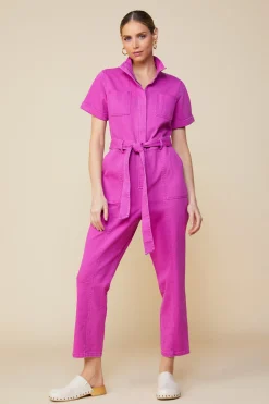 SKIES ARE BLUE Jumpsuits*Millie Utility Zip Jumpsuit Darkmagenta