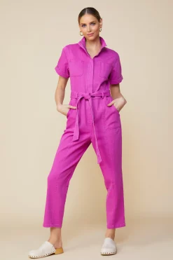 SKIES ARE BLUE Jumpsuits*Millie Utility Zip Jumpsuit Darkmagenta