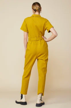 SKIES ARE BLUE Jumpsuits*Millie Utility Zip Jumpsuit Goldengreen
