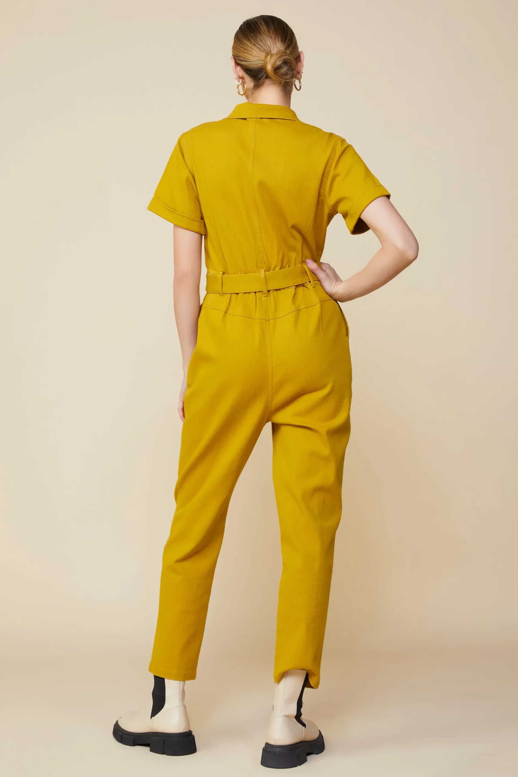 SKIES ARE BLUE Jumpsuits*Millie Utility Zip Jumpsuit Goldengreen