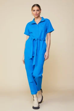 SKIES ARE BLUE Jumpsuits*Millie Utility Zip Jumpsuit Cobaltblue