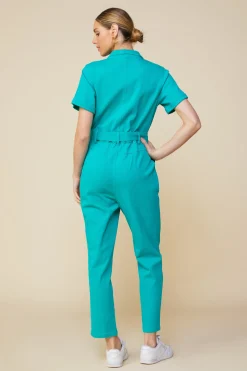 SKIES ARE BLUE Jumpsuits*Millie Utility Zip Jumpsuit Emerald