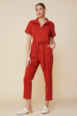 SKIES ARE BLUE Jumpsuits*Millie Utility Zip Jumpsuit Rust
