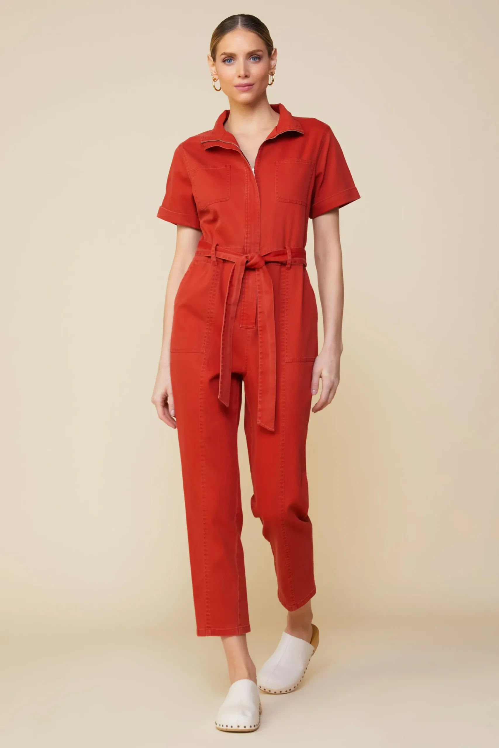 SKIES ARE BLUE Jumpsuits*Millie Utility Zip Jumpsuit Rust