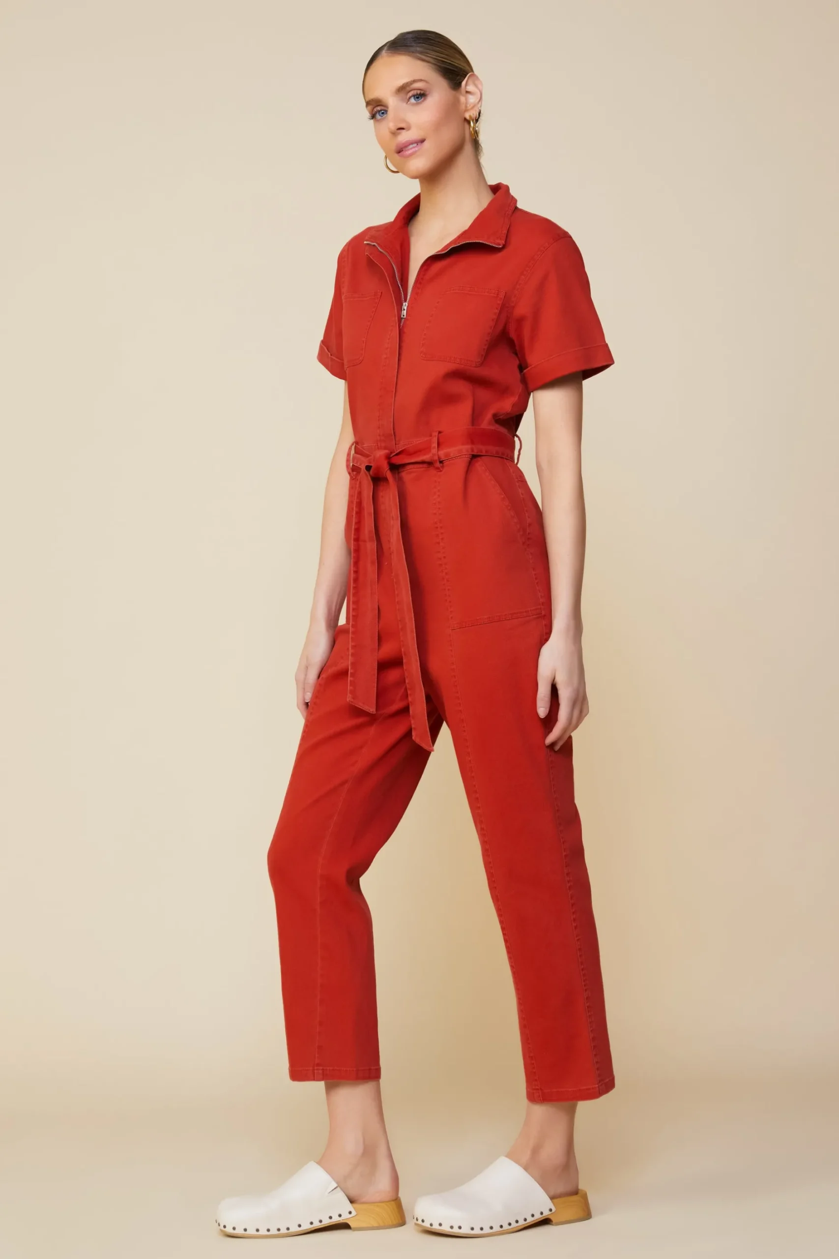 SKIES ARE BLUE Jumpsuits*Millie Utility Zip Jumpsuit Rust