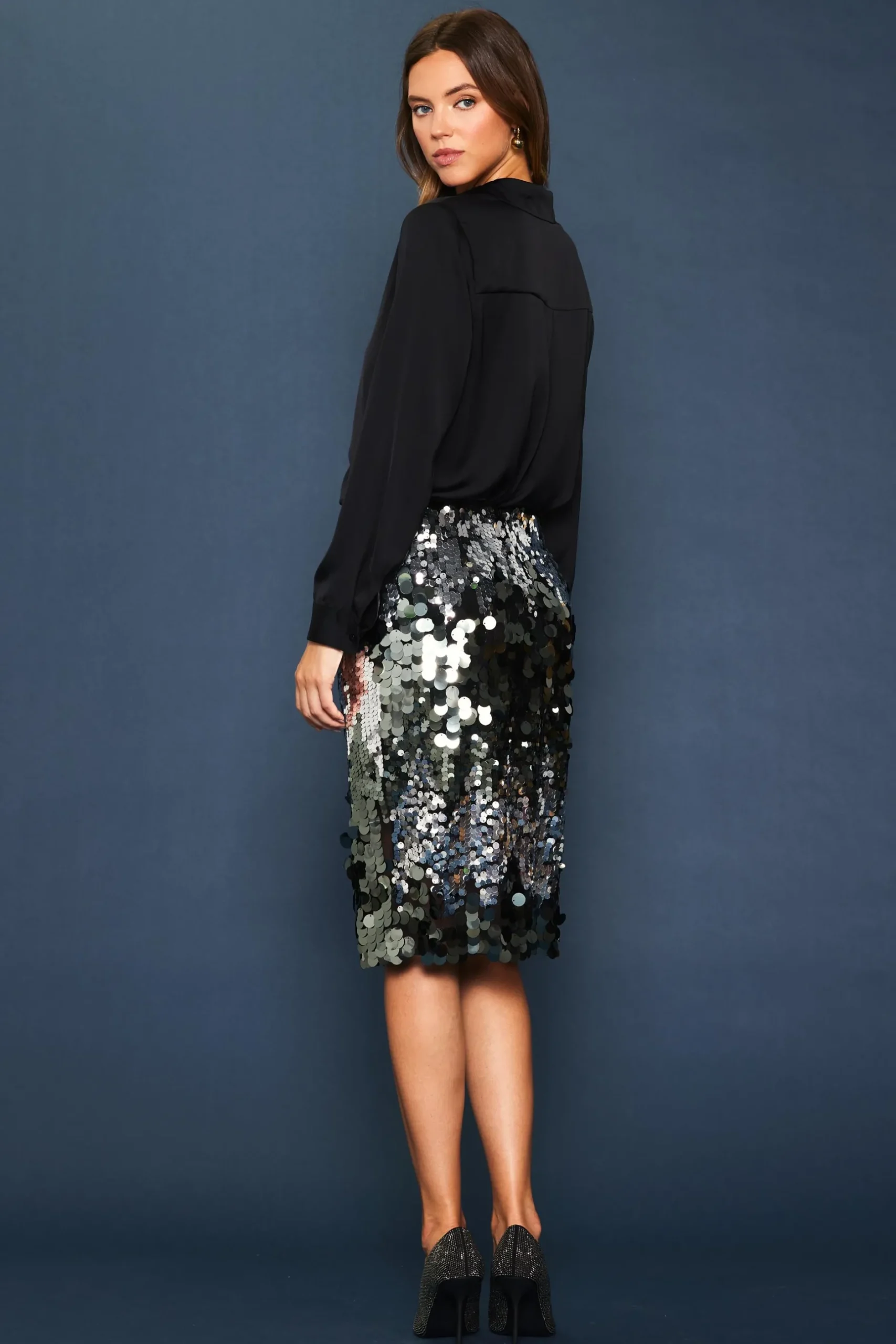 SKIES ARE BLUE Skirts*Mini Sequin Skirt Silver