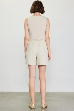SKIES ARE BLUE Sleeveless Tops*Mélange Tailored Vest Beige