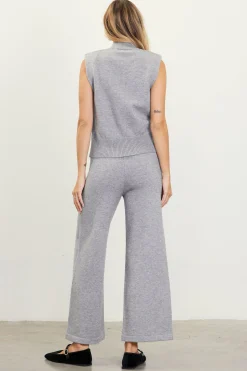 SKIES ARE BLUE Sleeveless Tops*Mock Neck Sleeveless Knit Top Grey