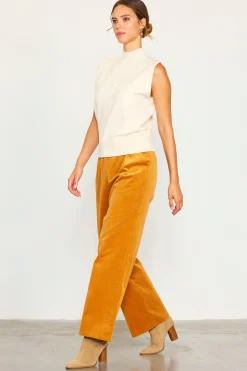 SKIES ARE BLUE Short Sleeve Tops*Mock Neck Sleeveless Knit Top Cream