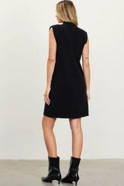 SKIES ARE BLUE Mini Dresses*Mock Neck Sleeveless Knit Dress Black
