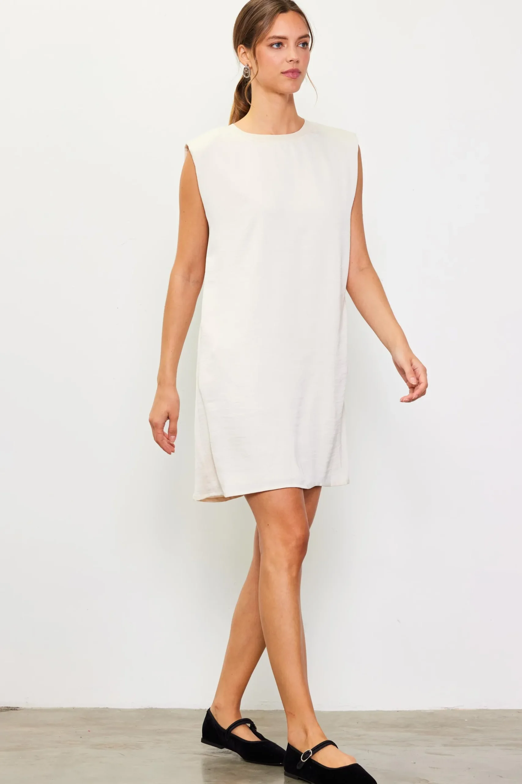 SKIES ARE BLUE Mini Dresses*Muscle Tank Dress Oatmeal