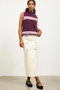 SKIES ARE BLUE Sleeveless Tops|Sweaters*Nora Mock Neck Sweater Vest Plum-pink