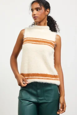 SKIES ARE BLUE Sleeveless Tops|Sweaters*Nora Mock Neck Sweater Vest Cream-camel