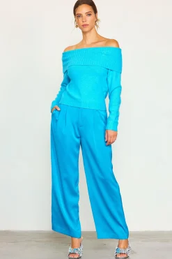 SKIES ARE BLUE Long Sleeve Tops|Sweaters*Off Shoulder Sweater Lightturquoise