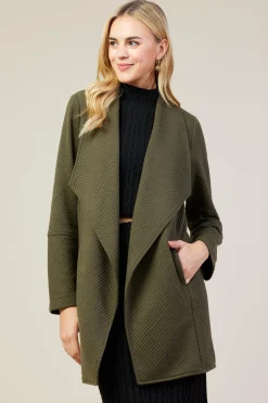 SKIES ARE BLUE Outerwear*Open Front Knit Cardigan Olive