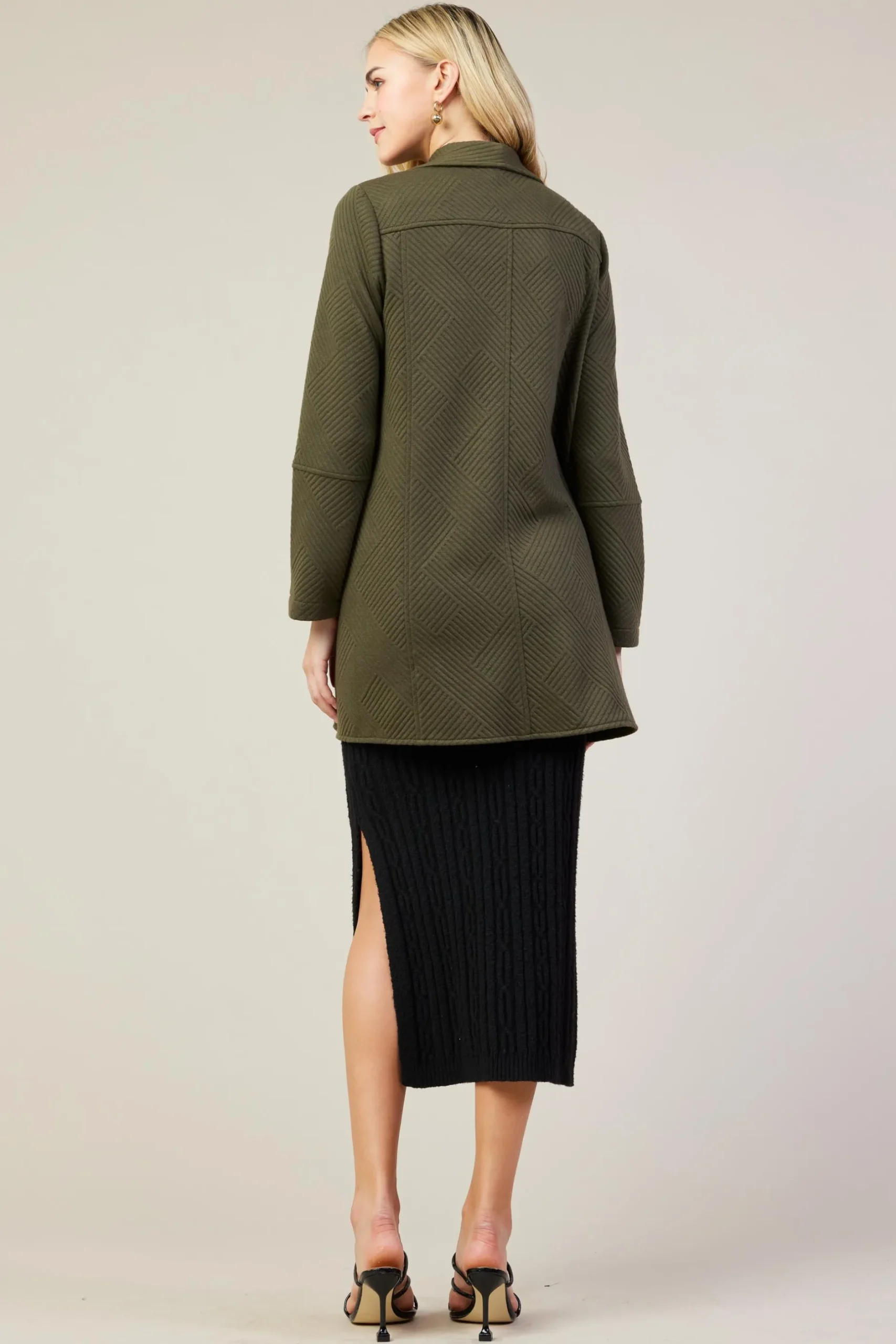 SKIES ARE BLUE Outerwear*Open Front Knit Cardigan Olive
