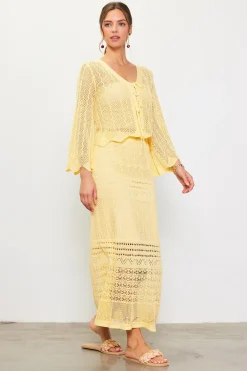SKIES ARE BLUE Skirts*Open Knit Midi Skirt Banana