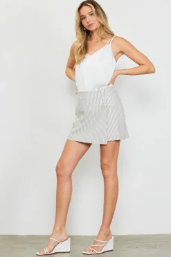SKIES ARE BLUE Skirts|Shorts*Pinstriped Button Detail Skort Ivory-navy