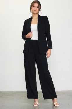 SKIES ARE BLUE Pants*Pintuck Wide Leg Trousers Black