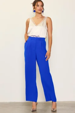 SKIES ARE BLUE Pants*Pintuck Wide Leg Trousers Neonblue