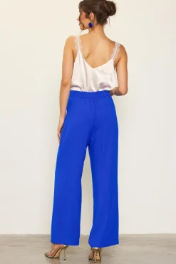 SKIES ARE BLUE Pants*Pintuck Wide Leg Trousers Neonblue