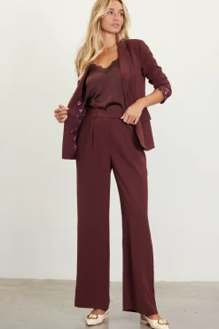 SKIES ARE BLUE Pants*Pintuck Wide Leg Trousers Chocolate