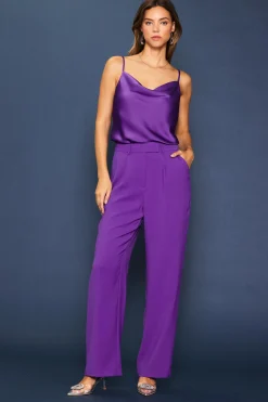 SKIES ARE BLUE Pants*Pintuck Wide Leg Trousers Grape