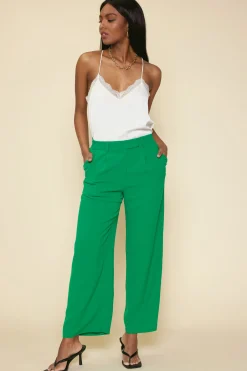 SKIES ARE BLUE Pants*Pintuck Wide Leg Trousers Kelly-green