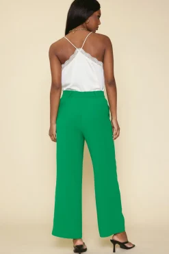 SKIES ARE BLUE Pants*Pintuck Wide Leg Trousers Kelly-green