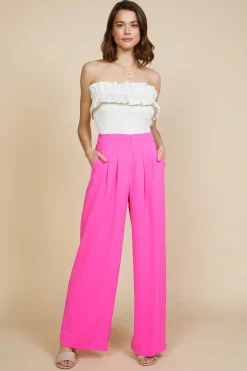 SKIES ARE BLUE Pants*Pintuck Wide Pants Prettyinpink