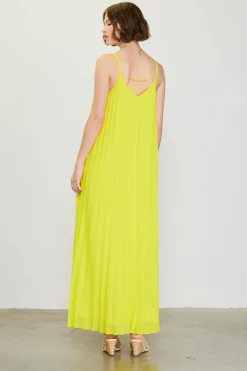 SKIES ARE BLUE Maxi Dresses*Pleated Maxi Dress Limeyellow