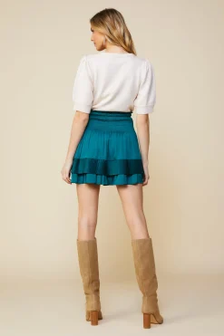 SKIES ARE BLUE Skirts*Pleated Self-Tie Mini Skirt Gemstonegreen