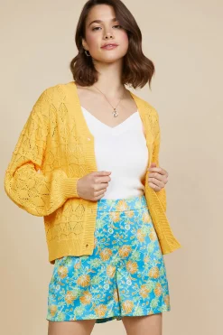 SKIES ARE BLUE Outerwear|Sweaters*Pointelle Long Sleeve Cardigan Mangosorbet
