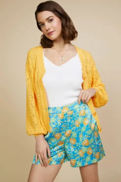 SKIES ARE BLUE Outerwear|Sweaters*Pointelle Long Sleeve Cardigan Mangosorbet