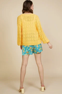 SKIES ARE BLUE Outerwear|Sweaters*Pointelle Long Sleeve Cardigan Mangosorbet