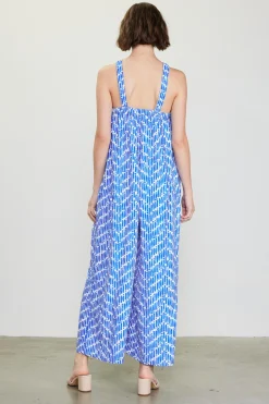 SKIES ARE BLUE Jumpsuits*Printed Halter Jumpsuit Blue