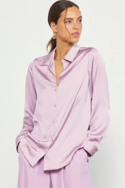 SKIES ARE BLUE Blouses|Long Sleeve Tops*Recycled Button Down Top Dustylilac